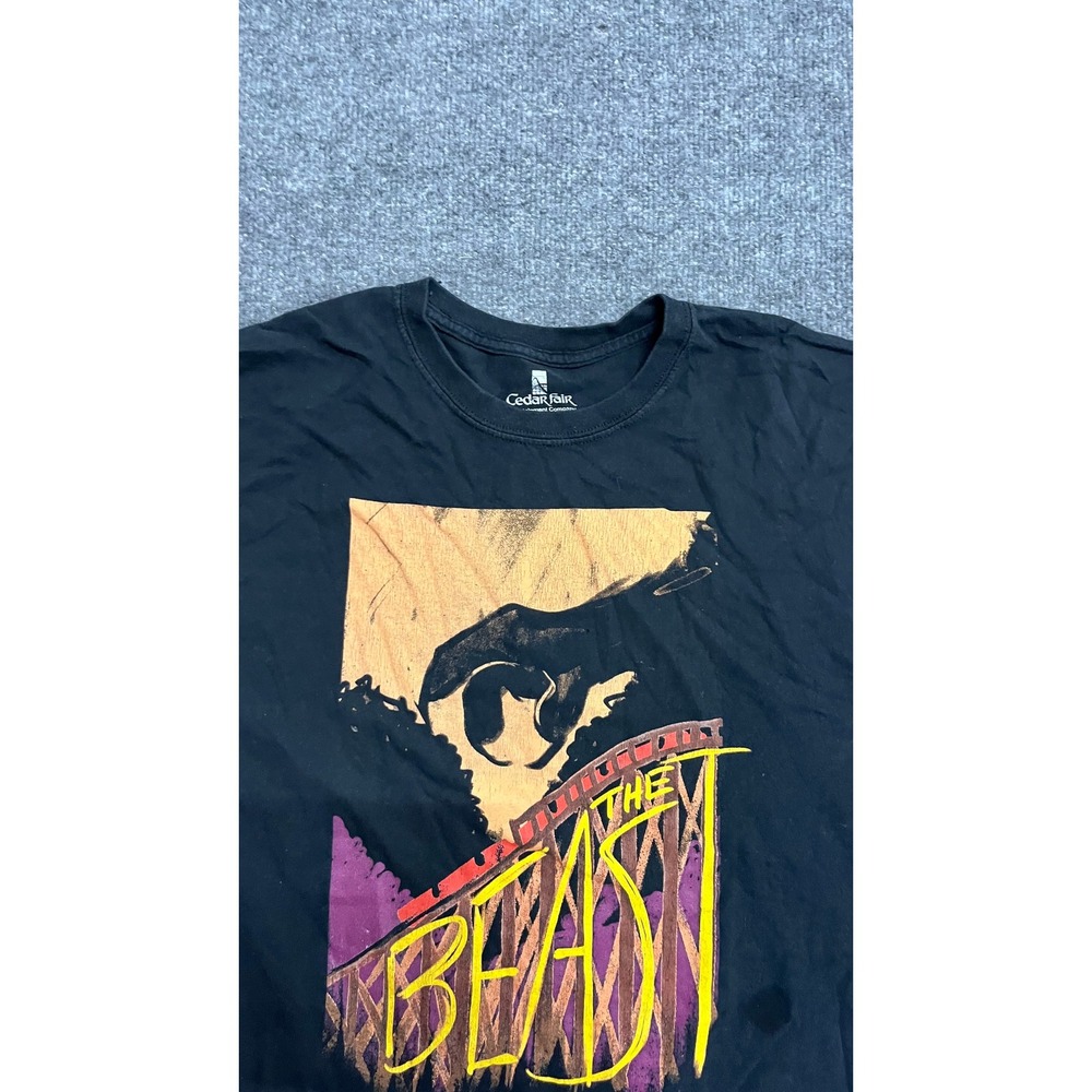 Cedar Fair T-Shirt Mens Size XL Black The Beast Kings Island Roller Coaster